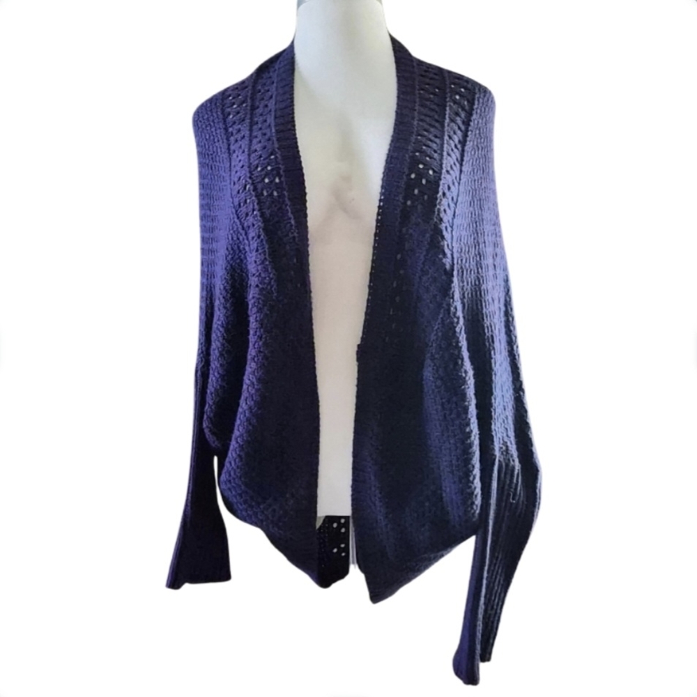 Purple Batwing Open Front Cardigan